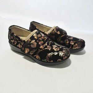 Alegria Printed Nubuck Slip-On Shoes Lauryn Metalic Foil Black EU 38 US 8-8.5